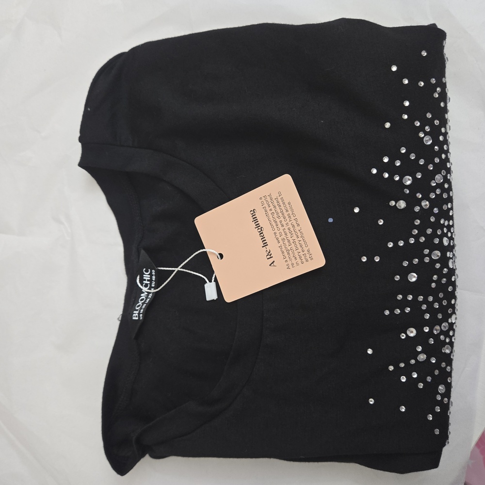 NWT BloomChic Black Rhinestone Heart Tee | Plus Size 18/20 - Picture 10 of 10